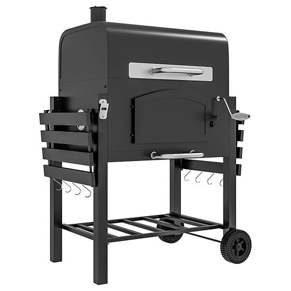 Outsunny Charcoal Grill Bbq With Adjustable Charcoal Height Black Outsunny