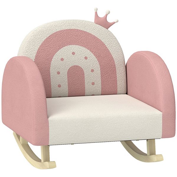 Qaba Kids Rocking Chair, Princess Crown Toddler Chair For Bedroom Qaba