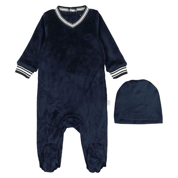 Velour Varsity Footie - Baby Boys Pouf