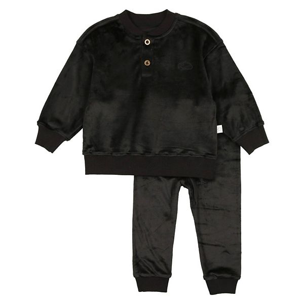 Velour Henley Set - Little Boys Pouf