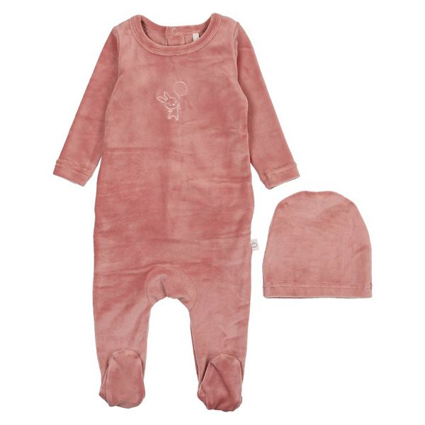 Velour Bunny Footie - Baby Girls Pouf