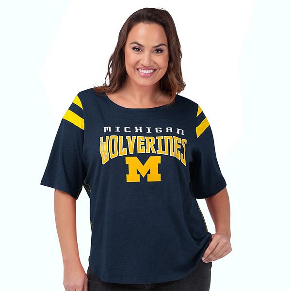 Женская синяя футболка с короткими рукавами Michigan Wolverines от G-III 4Her by Carl Banks, 100% хлопок G-III 4Her by Carl Banks