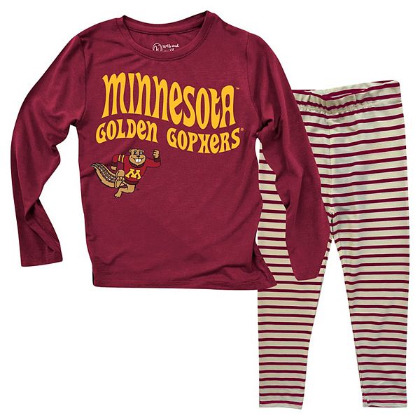 Комплект из хлопкового топа с длинными рукавами и полосатых леггинсов Minnesota Golden Gophers от Wes & Willy Wes & Willy