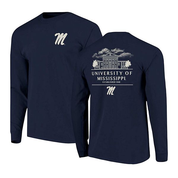 Men's Navy Ole Miss Rebels Comfort Colors Campus Nights Long Sleeve T-Shirt Image One