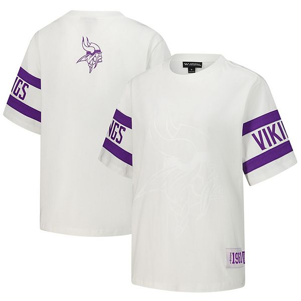 Women's The Wild Collective White Minnesota Vikings Drop Shoulder T-Shirt The Wild Collective