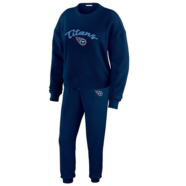 Women's WEAR by Erin Andrews  Cream Tennessee Titans Knitted Tri-Blend Long Sleeve T-Shirt & Pants Lounge Set WEAR by Erin Andrews