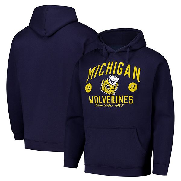 Мужское худи League Collegiate Wear Bendy Arch Essential 2.0 с мягкой флисовой подкладкой, синий, Michigan Wolverines League Collegiate Wear