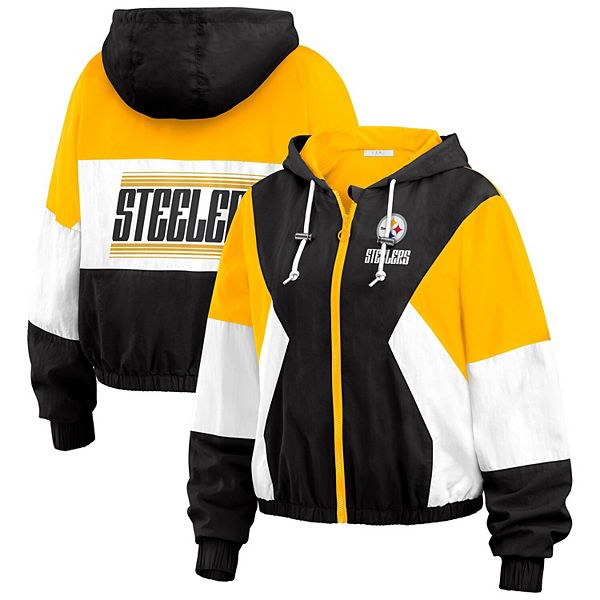 Женская ветровка WEAR от Erin Andrews с полной застежкой и рисунком Pittsburgh Steelers, размеры Plus Size WEAR by Erin Andrews