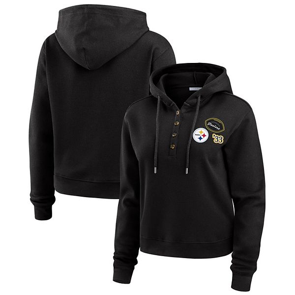 Стильное черное женское худи с капюшоном и вышивкой Pittsburgh Steelers от WEAR by Erin Andrews WEAR by Erin Andrews