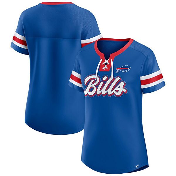 Женская футболка Fanatics Royal Buffalo Bills с V-образным кружевным вырезом, перфорацией и коротким рукавом Fanatics Brands - White Label