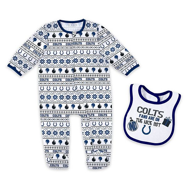 Newborn & Infant WEAR by Erin Andrews Indianapolis Colts Allover Print Full-Zip Sleeper & Bib Set WEAR by Erin Andrews