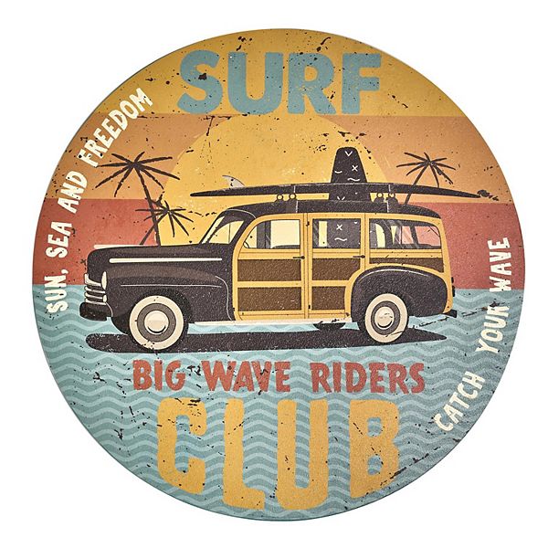 Круглая винтажная настенная табличка Surf Club, 51 см, прочный дизайн, МДФ American Art Décor