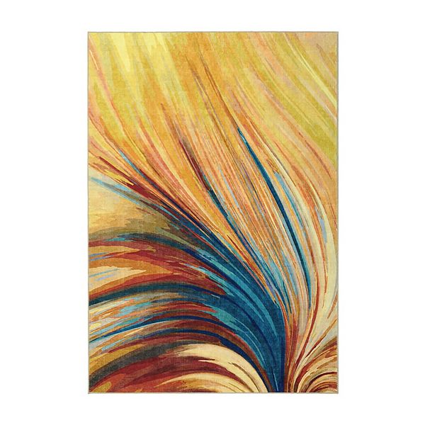 Glowsol Abstract Colorful Brush Stroke Area Rug Soft Washable Carpet For Living Room GlowSol