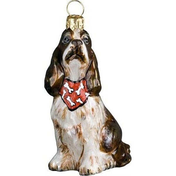 Joy To The World Liver & White Springer Spaniel With Bandana Dog Polish Glass Christmas Ornament Pinnacle Peak Trading Company