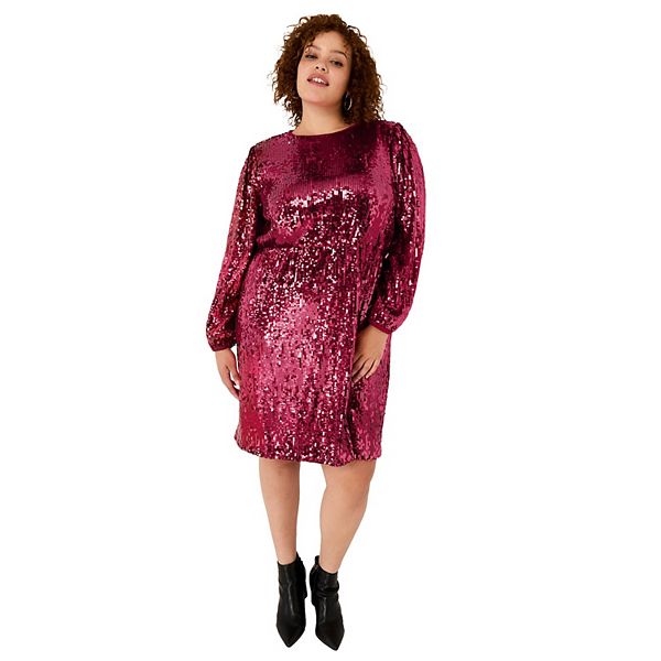 June + Vie Women's Plus Size Sequin Mockneck Dress June+Vie