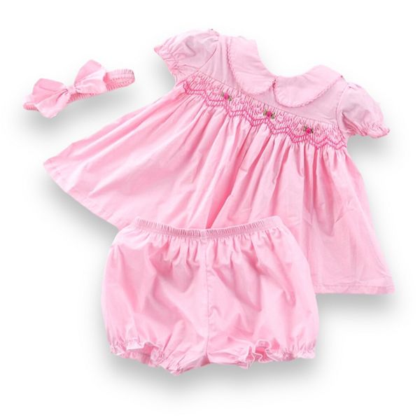 Baby & Toddler Girls Pink Smocked Dress With Headband Laurenza's