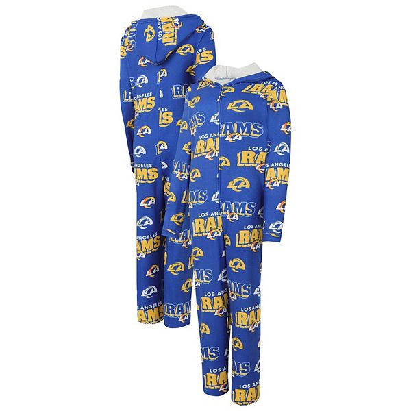 Women's Concepts Sport Royal Los Angeles Rams Roadway Allover Print Microfleece Full-Zip Union Suit Unbranded