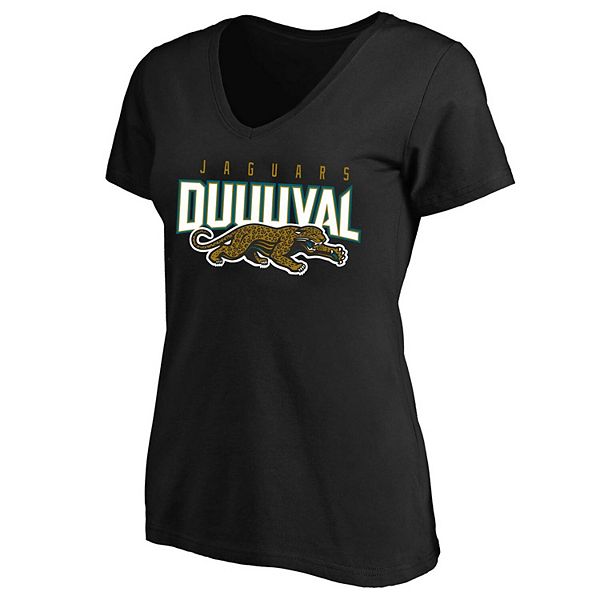 Женская черная футболка Mitchell & Ness Jacksonville Jaguars с ретро-дизайном и V-образным вырезом, большого размера Mitchell & Ness