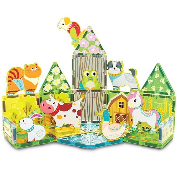 PicassoTiles 26 PC Farm Themed, Magnetic Tiles, Magnetic Building Blocks for Kids 3+ PicassoTiles