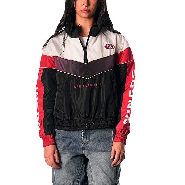 Women's The Wild Collective Black San Francisco 49ers 1/4 Zip Track Jacket The Wild Collective