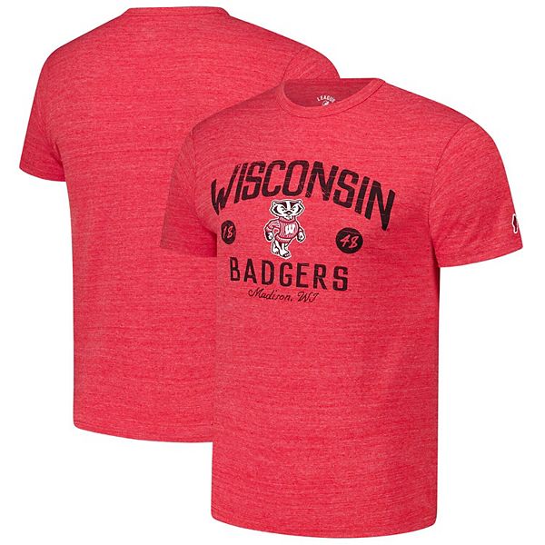 Мужская трибленд футболка Bendy Arch Victory Falls Heather Red с коротким рукавом Wisconsin Badgers League Collegiate Wear