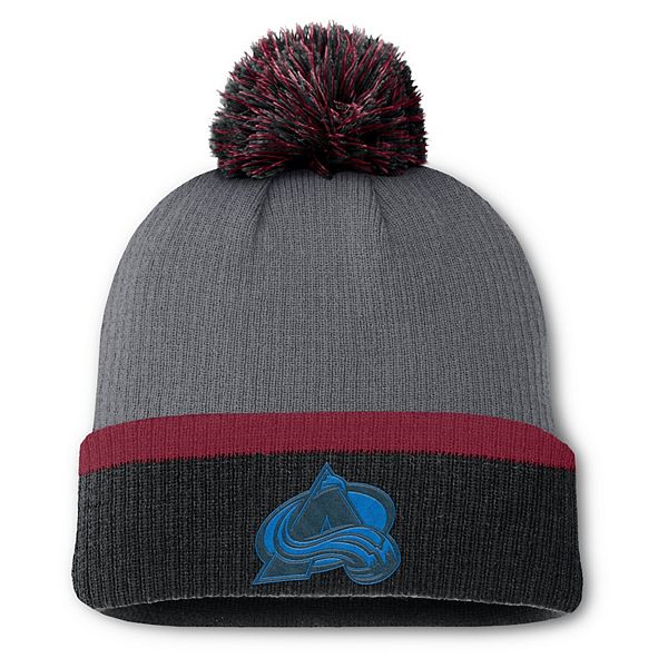 Женская серая вязаная шапка с отворотом и помпоном Colorado Avalanche, 100% акрил Fanatics Brands - White Label