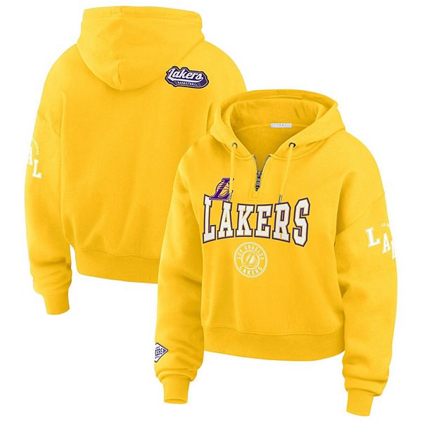 Короткое худи WEAR by Erin Andrews с золотыми золотыми элементами Los Angeles Lakers и молнией на четверть длины, 100% хлопок WEAR by Erin Andrews