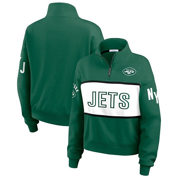 Зеленая женская куртка WEAR by Erin Andrews с короткой молнией и вышитым логотипом New York Jets WEAR by Erin Andrews