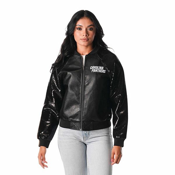 Women's The Wild Collective  Black Carolina Panthers Sequin Full-Zip Jacket The Wild Collective