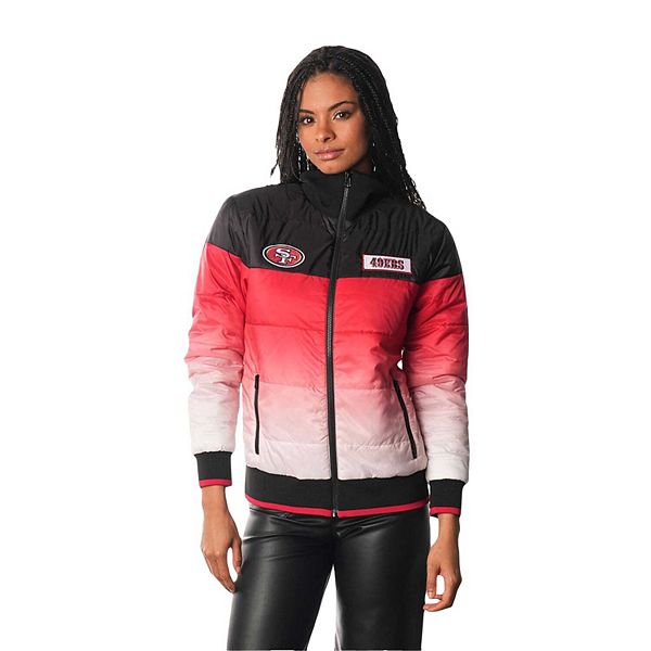 Women's The Wild Collective  Scarlet San Francisco 49ers Ombre Full-Zip Puffer Jacket The Wild Collective