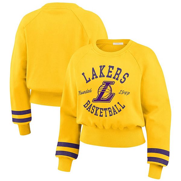 Женский укороченный ретро свитшот Los Angeles Lakers с регланом от WEAR by Erin Andrews WEAR by Erin Andrews