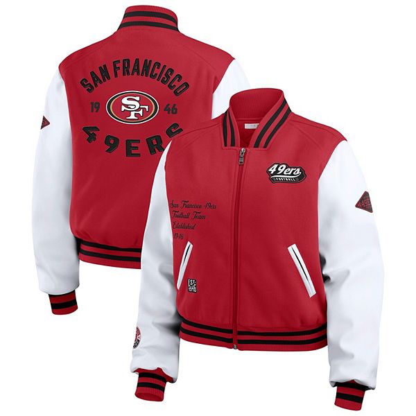 Женская куртка varsity с полным замком WEAR by Erin Andrews в стиле San Francisco 49ers, мягкая ткань, 2 кармана WEAR by Erin Andrews