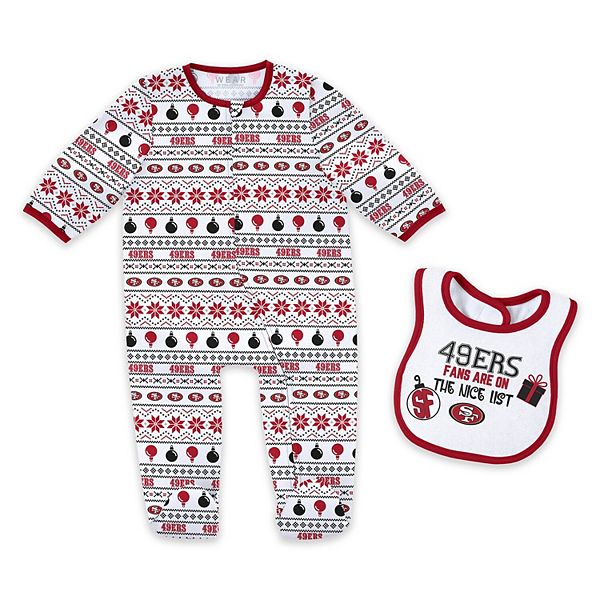 Newborn & Infant WEAR by Erin Andrews San Francisco 49ers Allover Print Full-Zip Sleeper & Bib Set WEAR by Erin Andrews