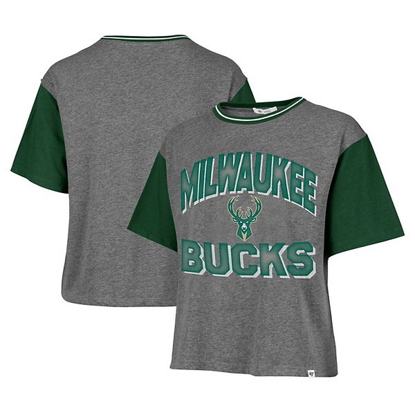 Женская серая хлопковая футболка с коротким рукавом '47 Milwaukee Bucks Rise Clubhouse Ziggy 47 Brand