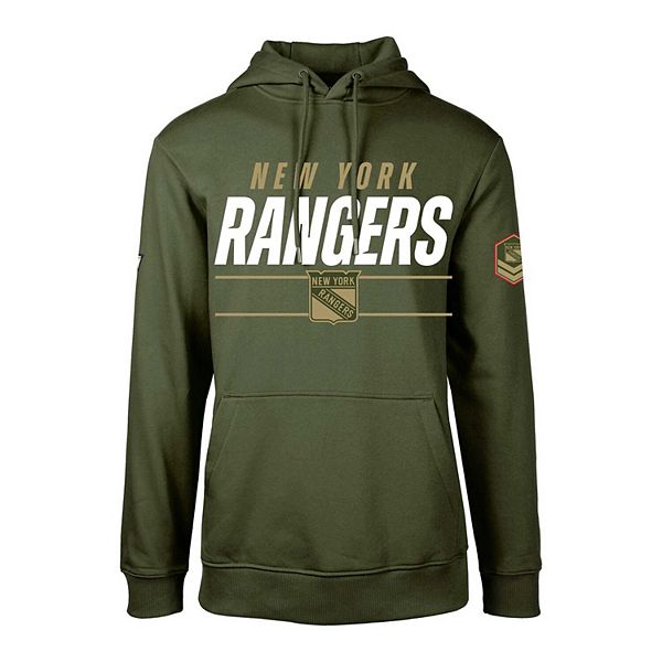 Men's Levelwear Olive New York Rangers Podium Fleece Pullover Hoodie LevelWear