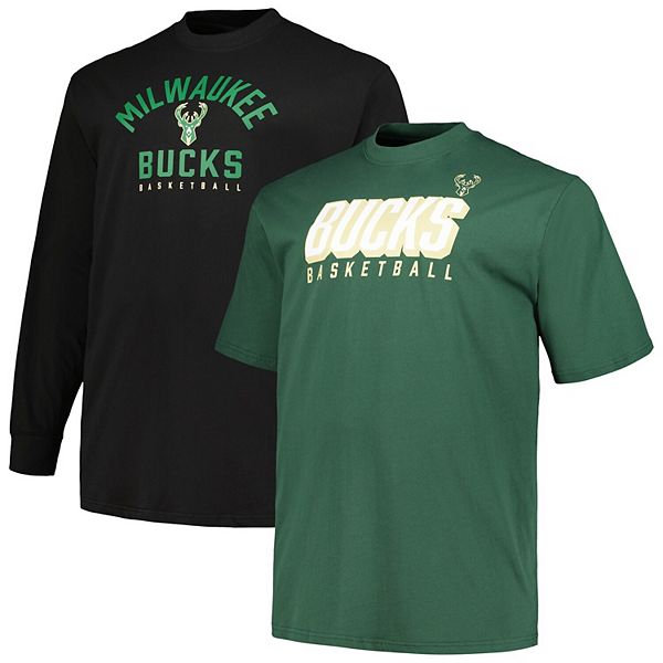 Комплект мужских футболок Fanatics Branded Milwaukee Bucks: с коротким и длинным рукавом, из 100% хлопка Unbranded