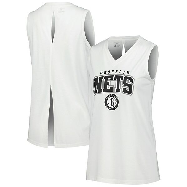 Women's Levelwear White Brooklyn Nets Paisley Peekaboo Tank Top LevelWear