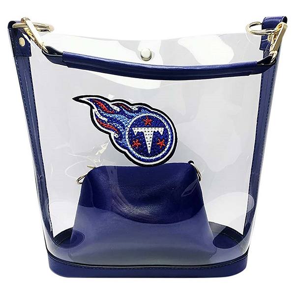 Прозрачная сумка с логотипом Tennessee Titans и стразами, материал ПВХ, размеры 24 x 11,5 x 27 см Cuce