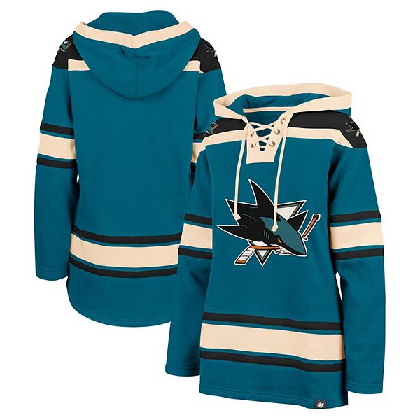 Женское худи '47 Teal San Jose Sharks Superior Lacer с флисовой подкладкой и шнуровкой 47 Brand