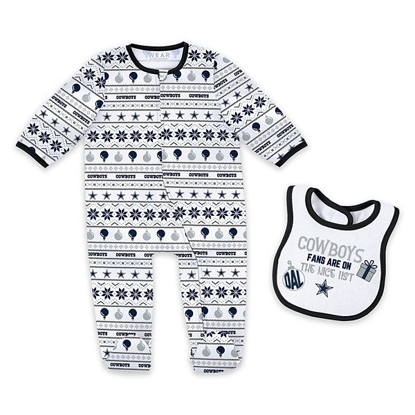 Newborn & Infant WEAR by Erin Andrews Dallas Cowboys Allover Print Full-Zip Sleeper & Bib Set WEAR by Erin Andrews