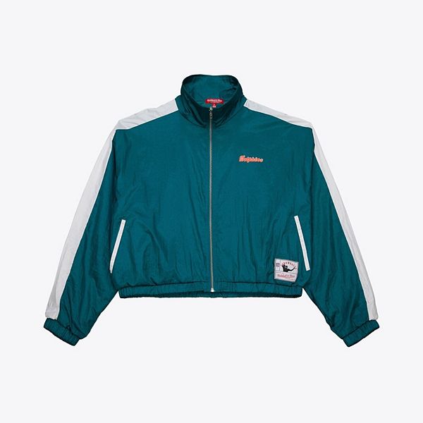 Женская нейлоновая куртка Mitchell & Ness на молнии с логотипом Miami Dolphins, для легкой погоды Mitchell & Ness