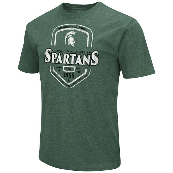 Мужская футболка Fanatics с графикой Shield Michigan State Spartans, из хлопка и полиэстера, с коротким рукавом и круглым вырезом NCAA