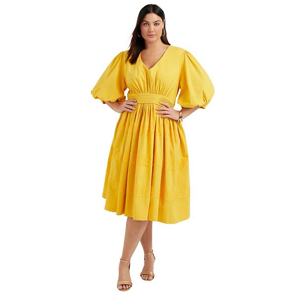 June + Vie Women's Plus Size Lace-Trimmed Tiered Midi Dress June+Vie