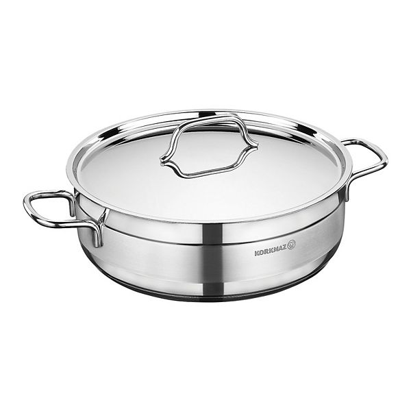 Korkmaz Alfa 2 Piece 3.5 Liter Stainless Steel Low Casserole Dish with Lid Korkmaz