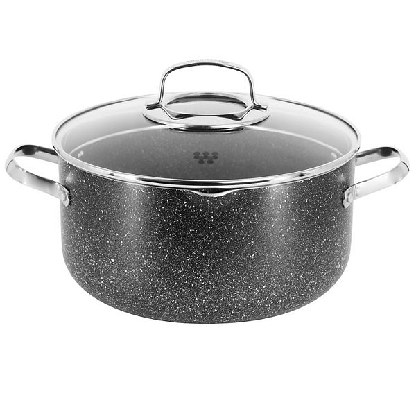 Korkmaz Galaksi Non Stick 10 Inch 6.5 Liter Casserole with Lid in Black Korkmaz