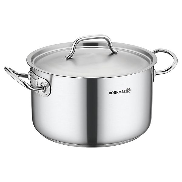 Korkmaz Gastro Proline 3.6 Liter Stainless Steel Casserole with Lid in Silver Korkmaz