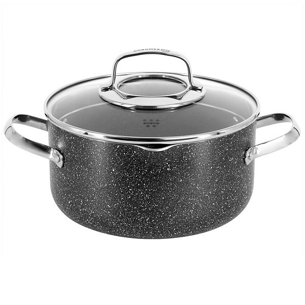 Korkmaz Galaski Non Stick 8 Inch 3 Liter Casserole with Lid in Black Korkmaz