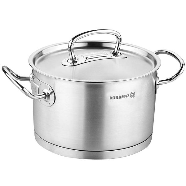 Korkmaz Proline Professional Series 2 Liter Stainless Steel Casserole with Lid in Silver Korkmaz