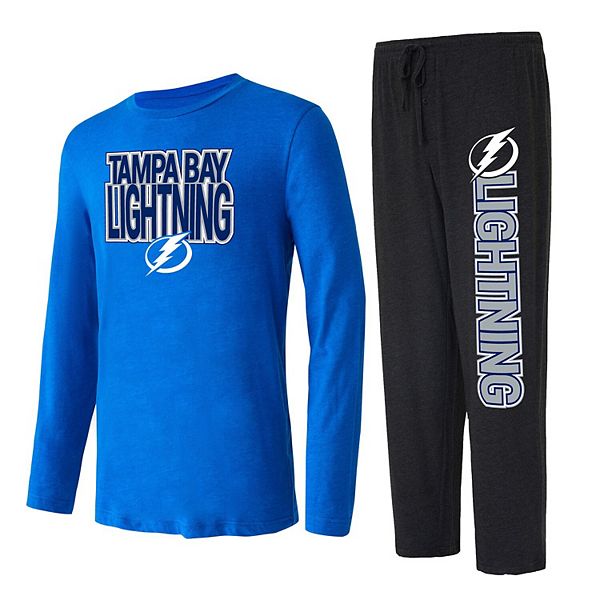 Men's Concepts Sport Black/Blue Tampa Bay Lightning Meter Long Sleeve T-Shirt & Pants Sleep Set Unbranded