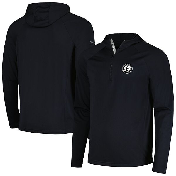 Men's Levelwear  Black Brooklyn Nets Zander Hoodie Raglan Quarter-Zip Top LevelWear